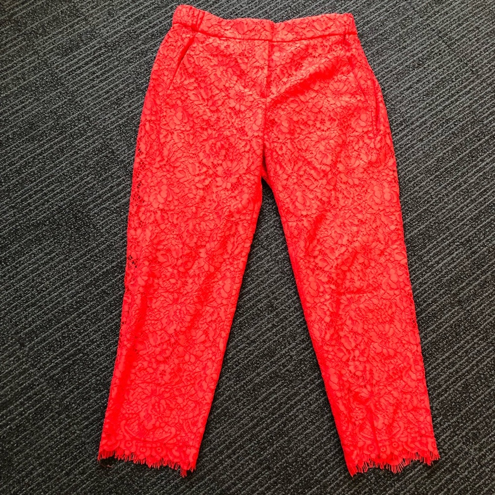 NEW WITH TAGS J Crew Red Lace Occasion/ Work Pants